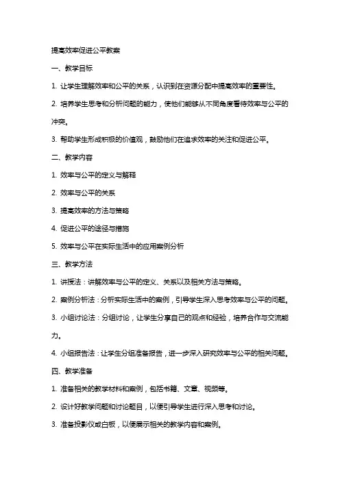 提高效率促进公平教案