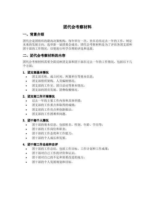 团代会考察材料