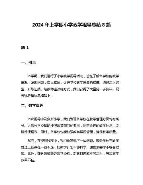 2024年上学期小学教学视导总结8篇