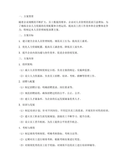 人员管理制度部署方案模板