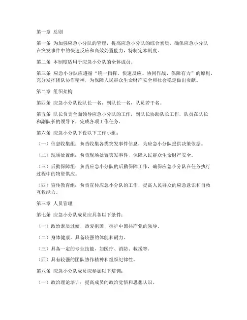 应急小分队日常管理制度