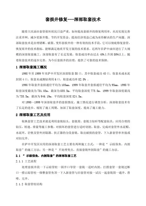 石油工程技术   井下作业   套损井修复---深部取套技术