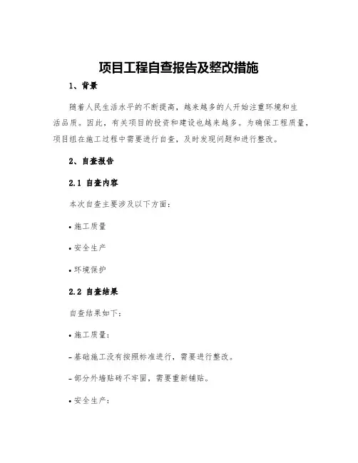 项目工程自查报告及整改措施