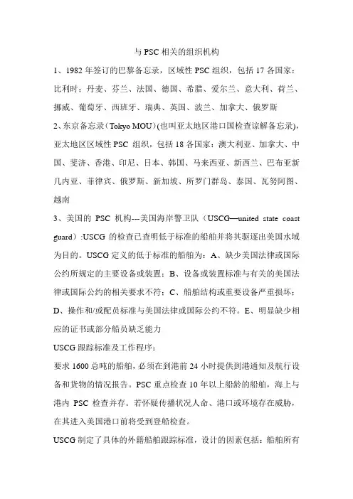 与PSC相关的组织机构