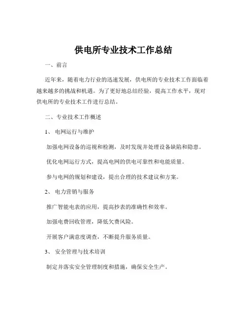 供电所专业技术工作总结