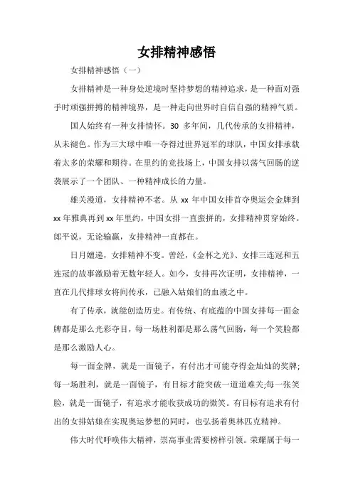 心得体会 心得体会范文 女排精神感悟