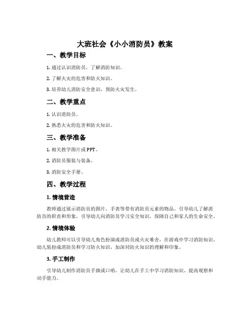 大班社会《小小消防员》教案