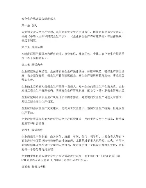 安全生产承诺公告制度范本