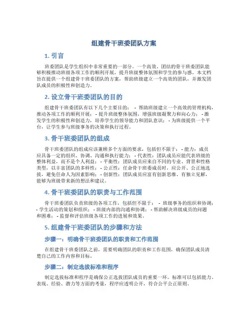 组建骨干班委团队方案