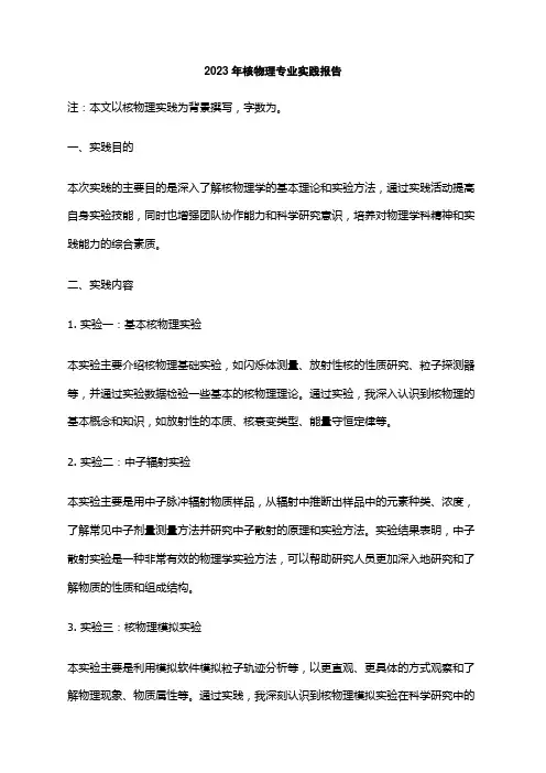 2023年核物理专业实践报告