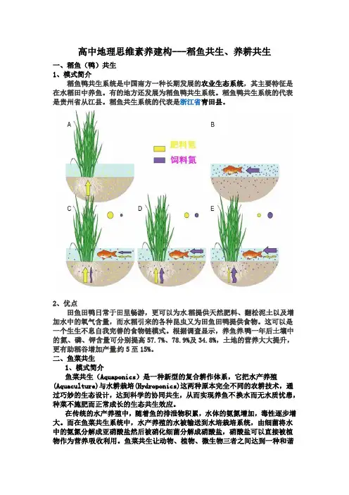 2022届高考地理二轮专题复习 学案 高中地理思维素养建构---稻鱼共生模式