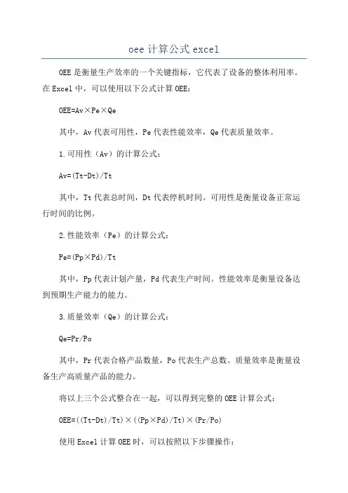 oee计算公式excel