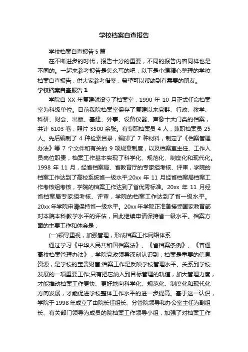 学校档案自查报告5篇