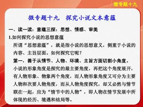 步步高2014版《考前三个月》高考语文大二轮总复习考前回顾案微专题十九：探究小说文本蕴意