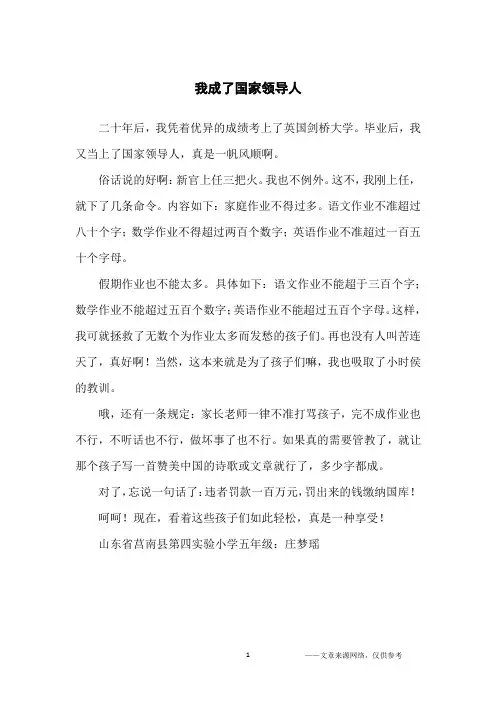 我成了国家领导人_小学生