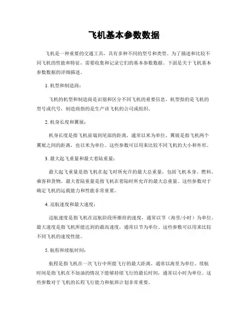 飞机基本参数数据