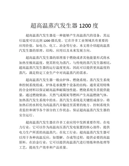 超高温蒸汽发生器1200度