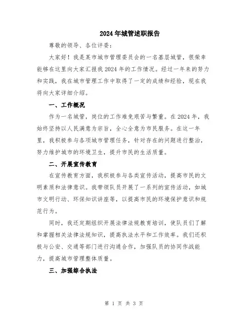2024年城管述职报告