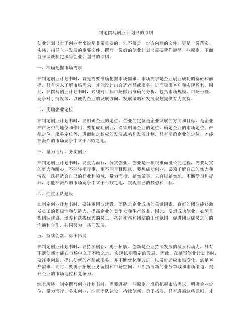 制定撰写创业计划书的原则