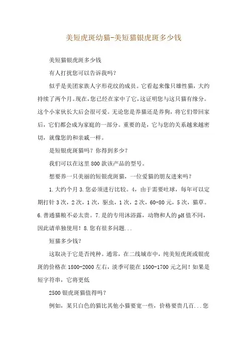 美短虎斑幼猫-美短猫银虎斑多少钱