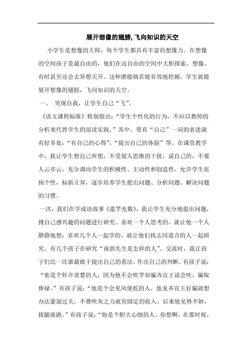 展开想像翅膀,飞向知识天空论文