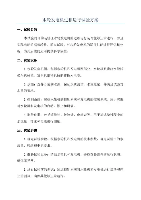 水轮发电机进相运行试验方案