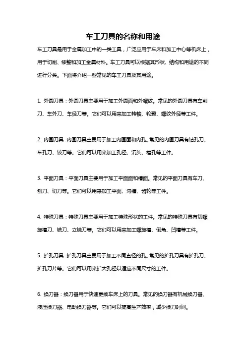 车工刀具的名称和用途