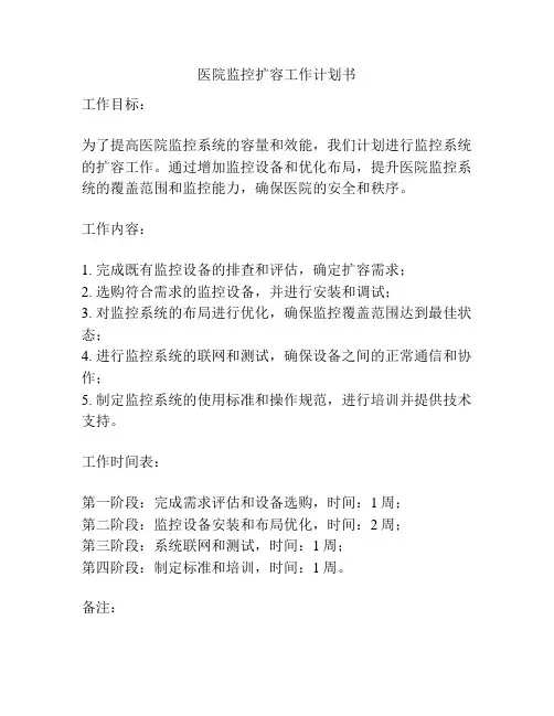 医院监控扩容工作计划书