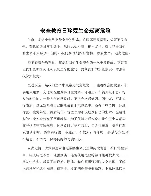 安全教育日珍爱生命远离危险