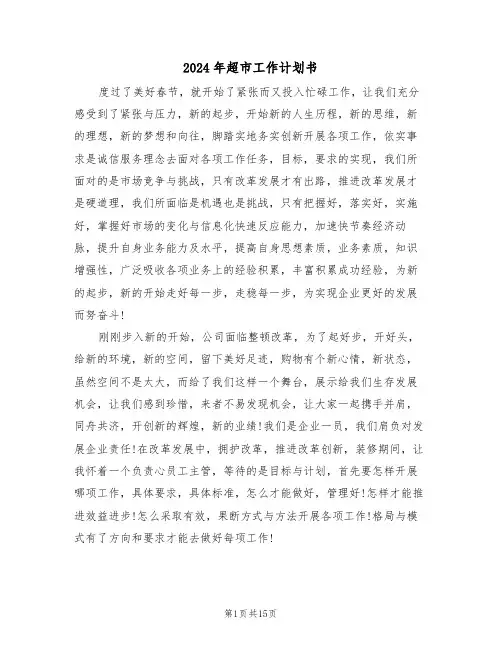 2024年超市工作计划书（5篇）