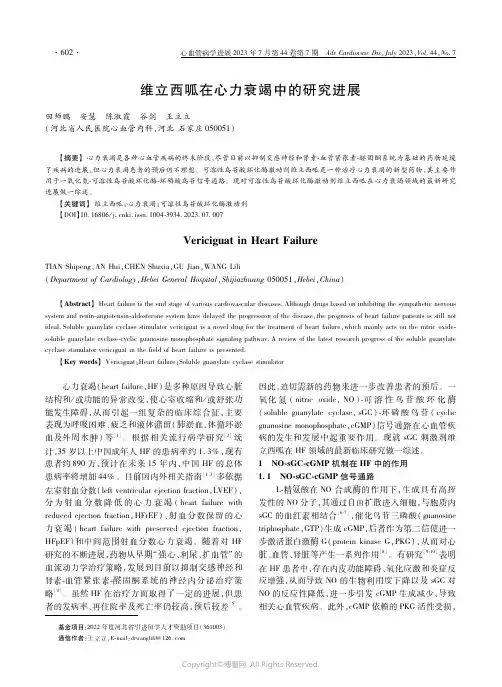 维立西呱在心力衰竭中的研究进展