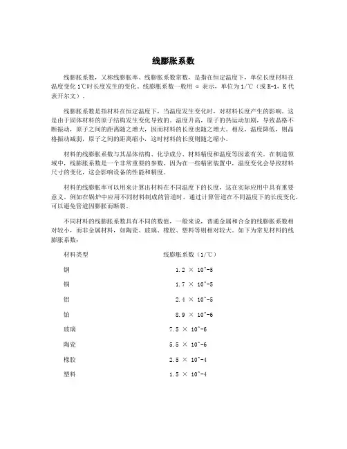 线膨胀系数