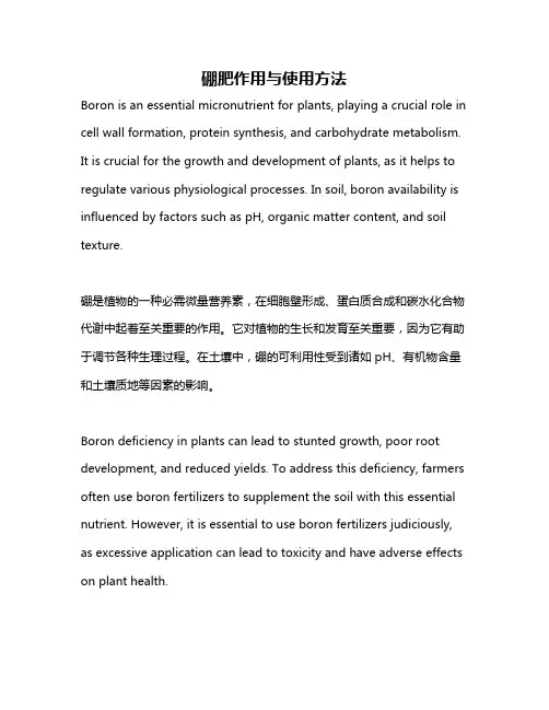 硼肥作用与使用方法