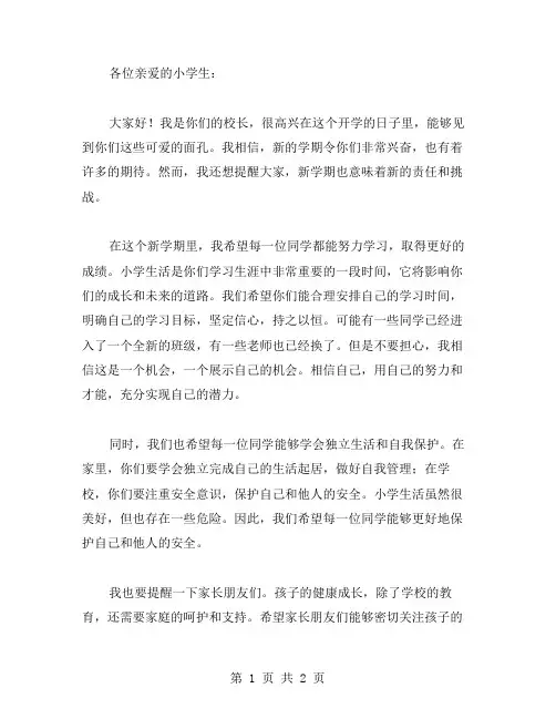 小学开学在晨会上的讲话范文