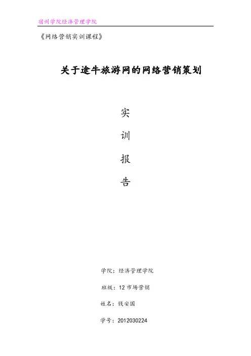 关于途牛旅游网的网络营销策划概述