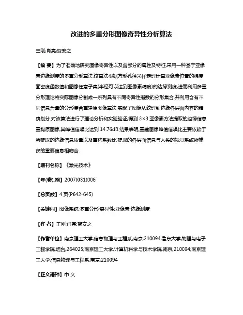 改进的多重分形图像奇异性分析算法