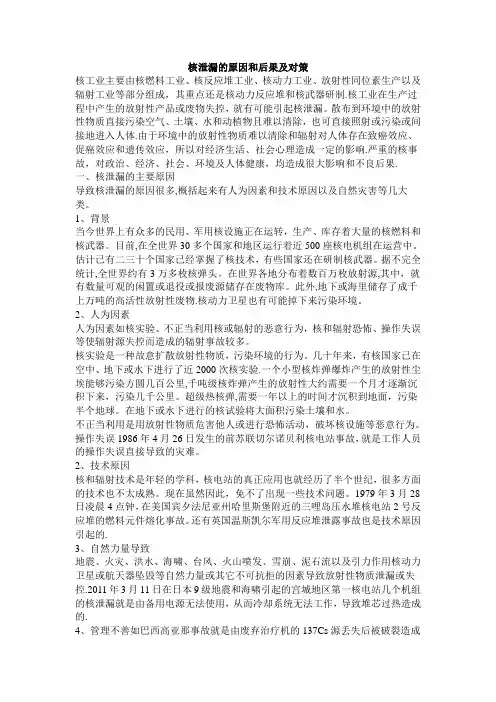 核泄漏的原因和后果及对策