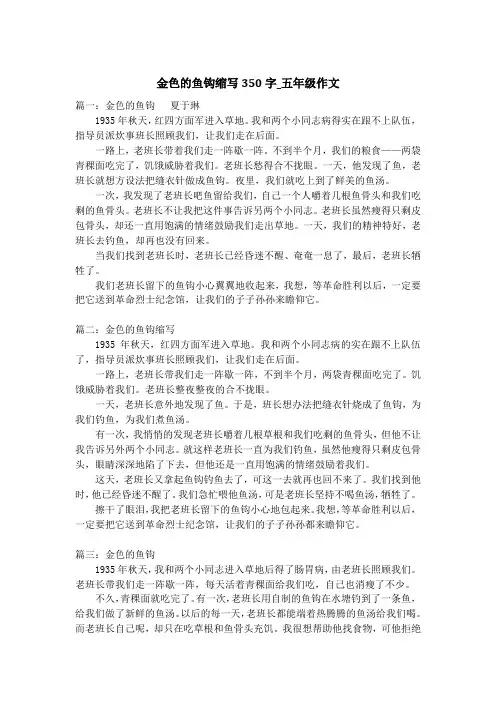 金色的鱼钩缩写350字_五年级作文