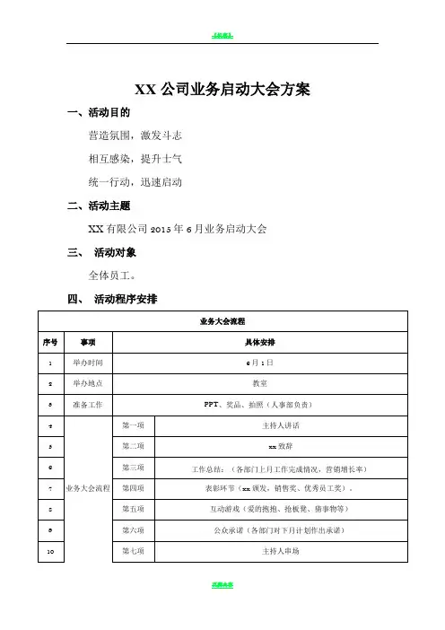业务启动大会方案