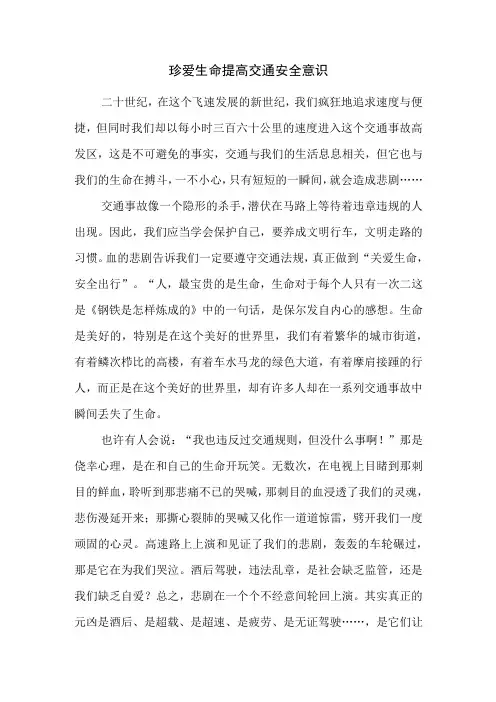 《珍爱生命 提高交通安全意识》