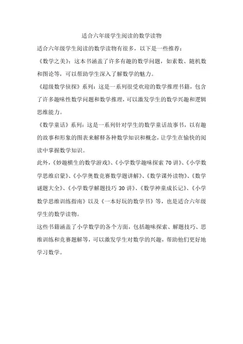 适合六年级学生阅读的数学读物