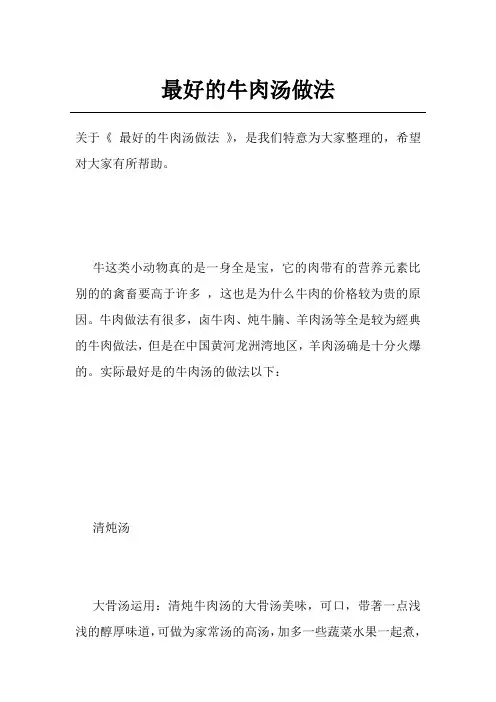 最好的牛肉汤做法