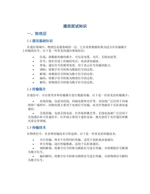 通信面试知识