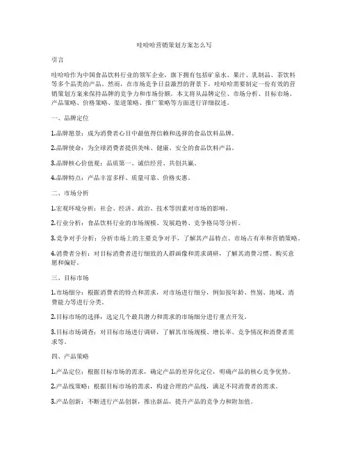 哇哈哈营销策划方案怎么写
