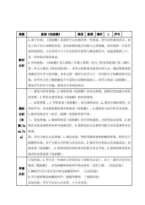 《花蛤蟆》名师教案