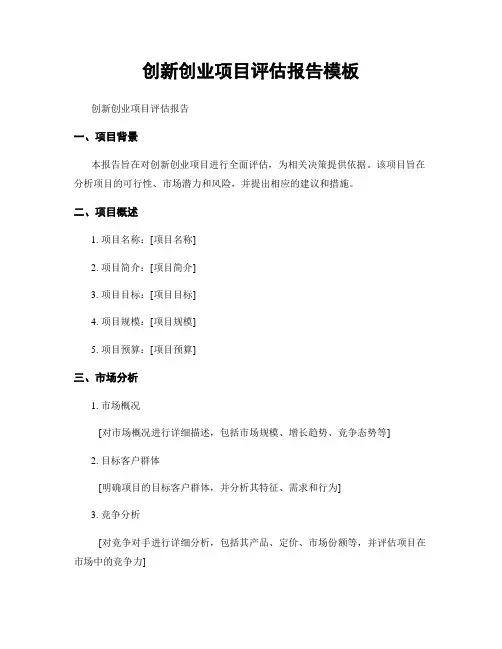 创新创业项目评估报告模板