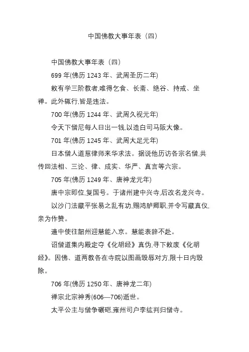 中国佛教大事年表(四)