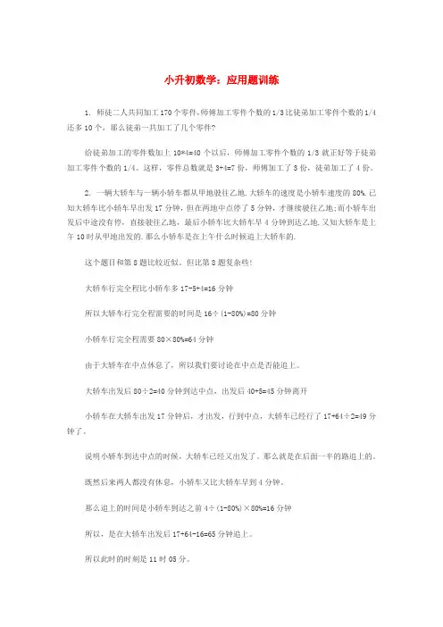 小升初数学应用题训练 人教版