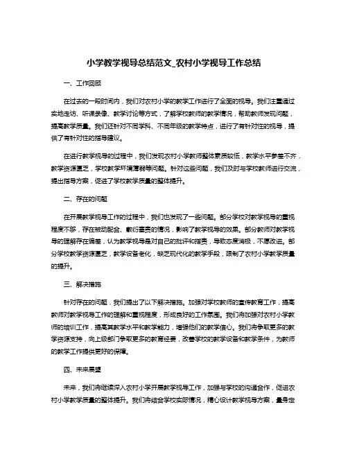 小学教学视导总结范文_农村小学视导工作总结