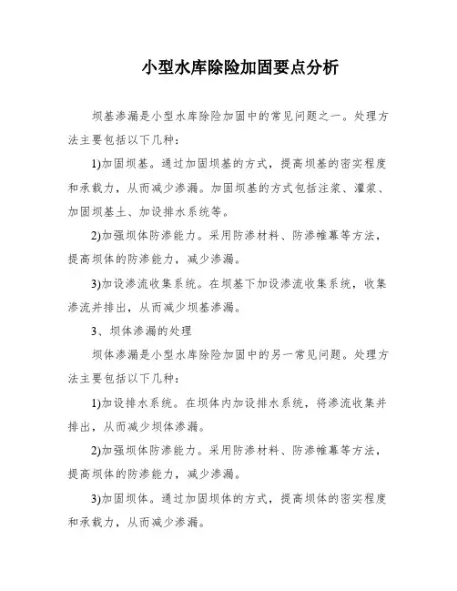 小型水库除险加固要点分析